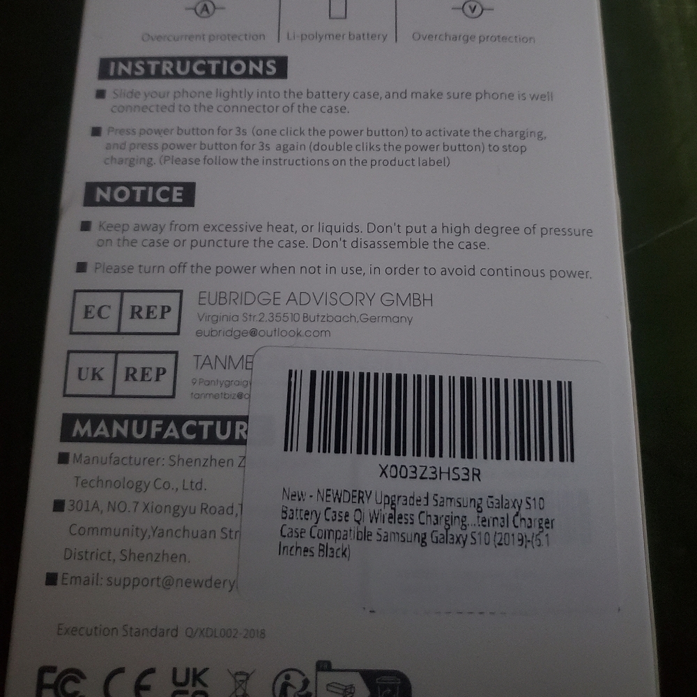 Charging phone case for galaxy s10